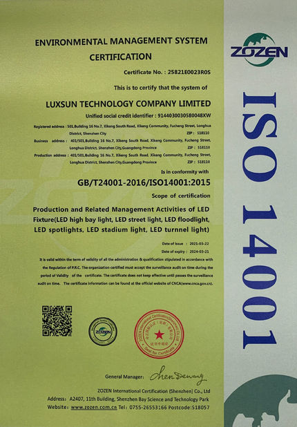 Porcellana Luxsun lighting Co.,Ltd Certificazioni
