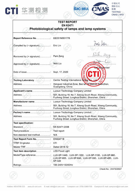 Porcellana Luxsun lighting Co.,Ltd Certificazioni